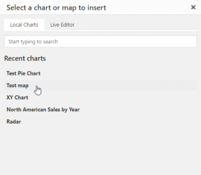 List of charts to insert